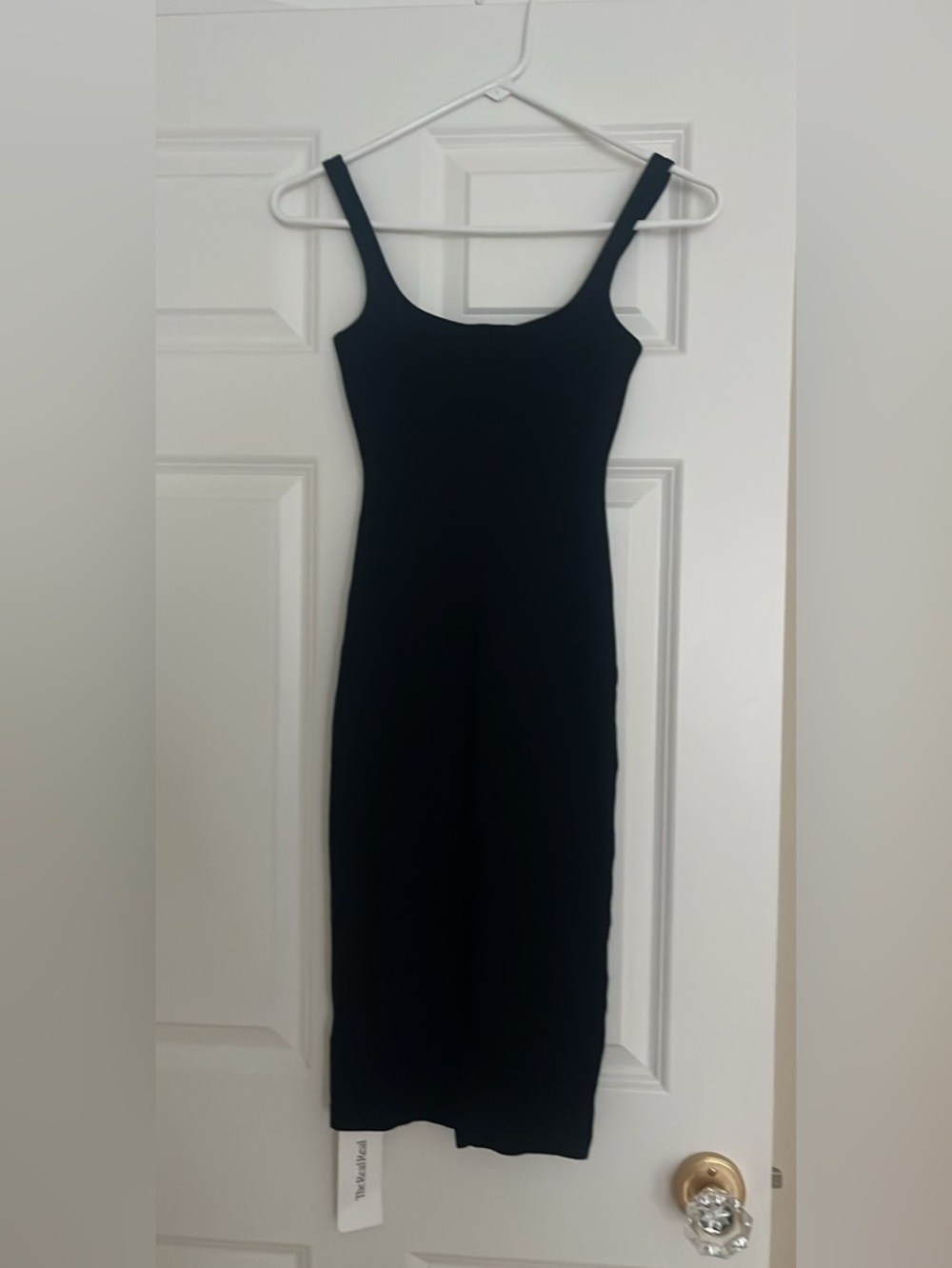 American Apparel Black Square-Neck Knee Length Bodycon Dress
